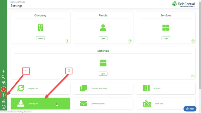 1 Settings Data Import