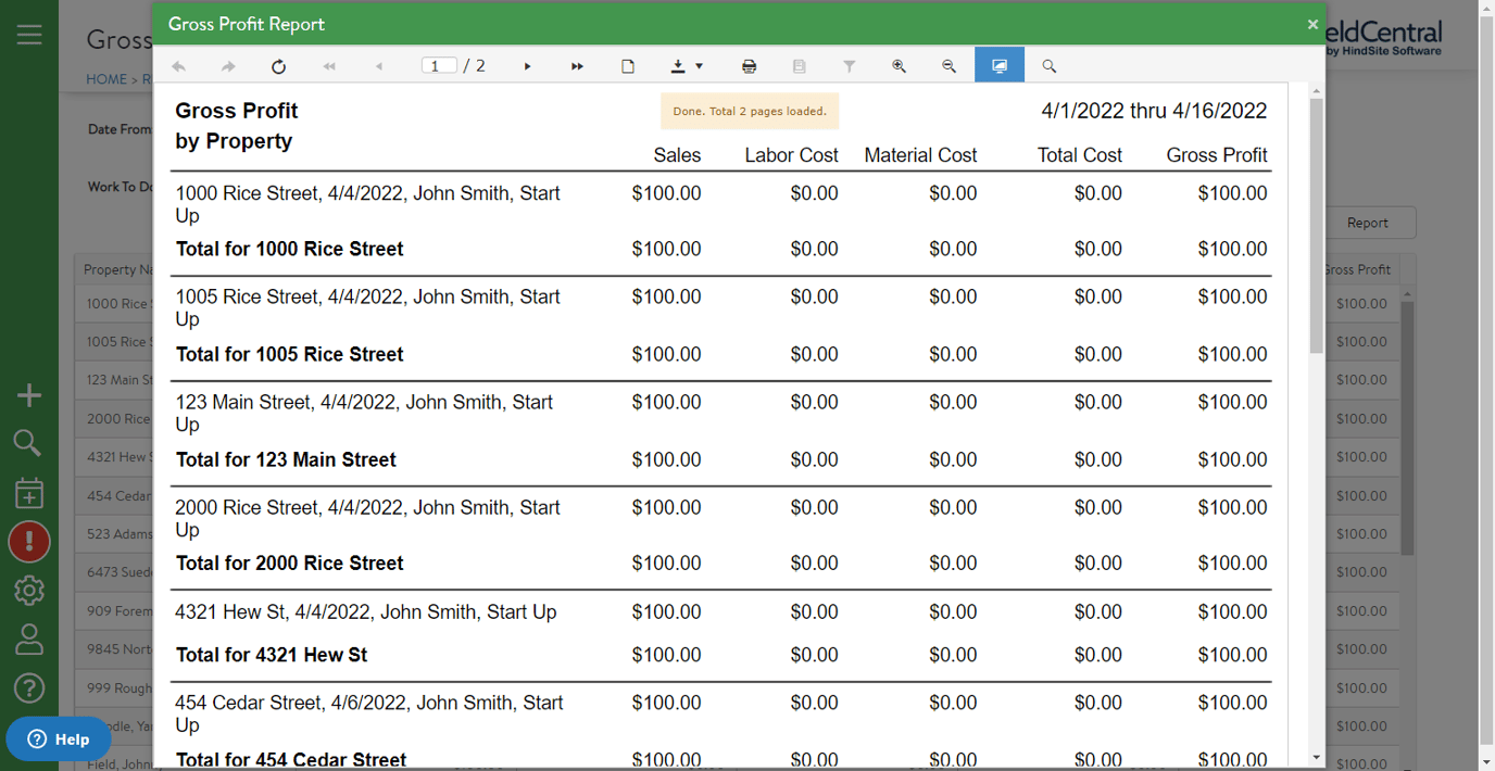 Gross Profit Report