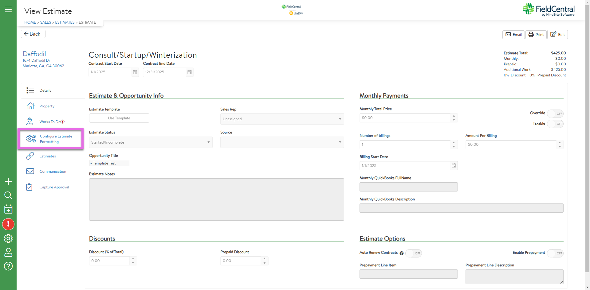 CONFIGURING, SENDING AND APPROVING ESTIMATES